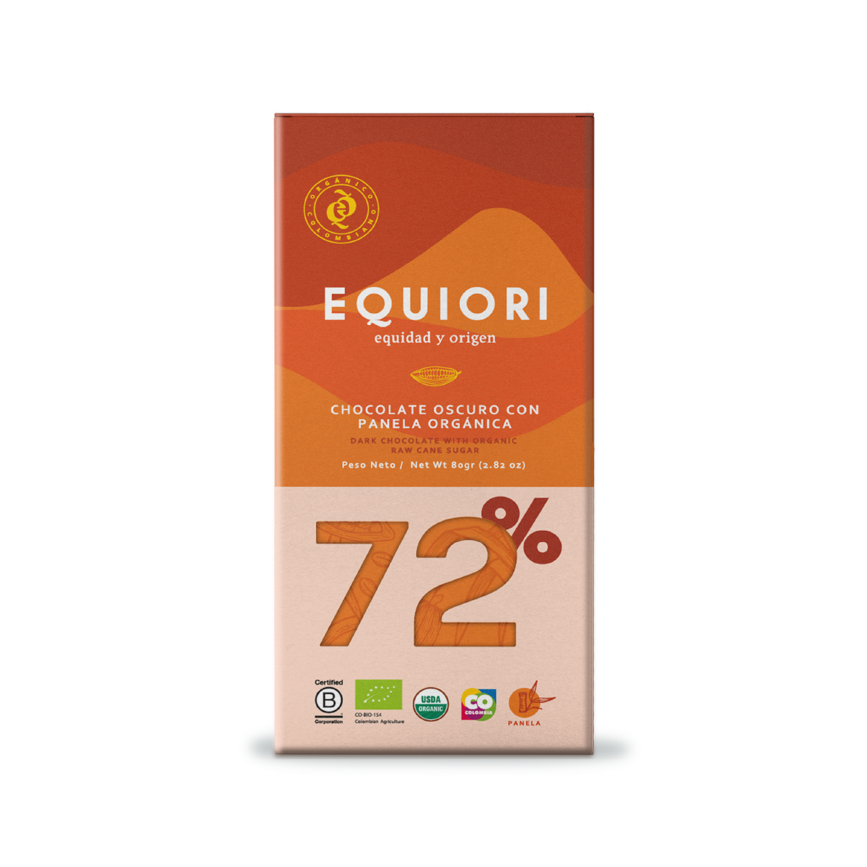 TABLETTE CHOCOLAT BIO EQUIORI -  72% CACAO (80g)