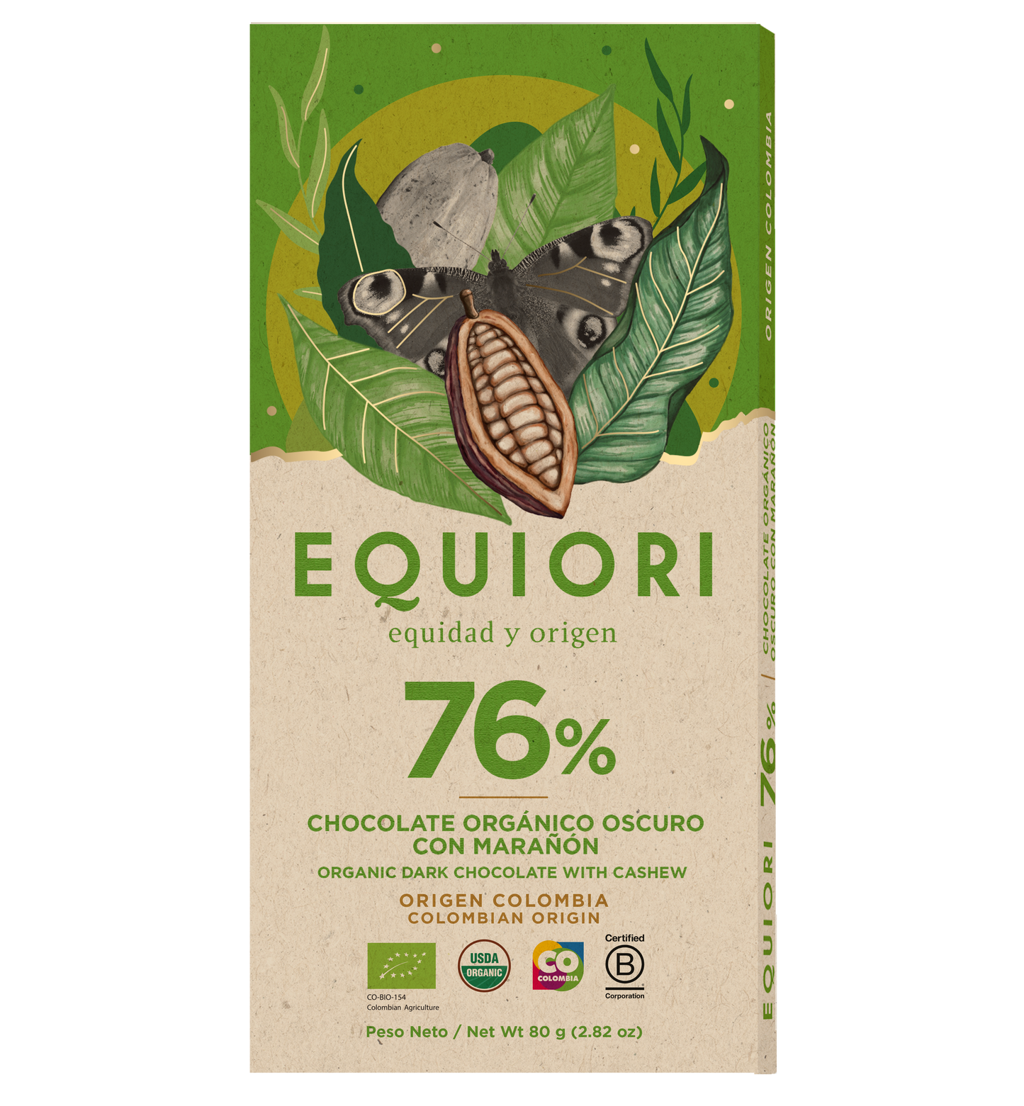 TABLETTE DE CHOCOLAT BIO EQUIORI - 76% CACAO (80g)